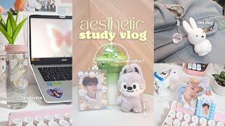 [STAY DIARIES]  study vlog, cute cafes, aesthetic sanrio unboxing, self care, solo kpop shopping 