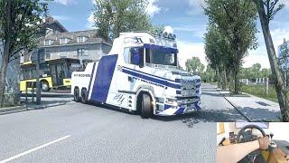 Towing a broken bus in France - Scania T-500 - Euro Truck Simulator 2 - 4K