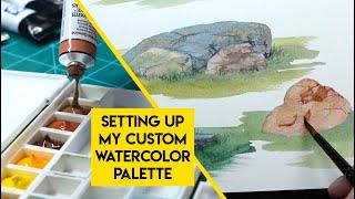 Curating my perfect LANDSCAPE watercolor palette  Setup, color mixing, painting