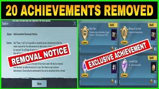 20 ACHIEVEMENTS REMOVED FROM PUBG MOBILE || ACHIEVEMENT REMOVAL NOTICE