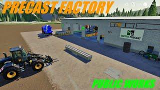 FS19 BUILD PRECAST FACTORY V1.0.0.0 by THESNAKE PRODUCTS CONCRETE BEAM and BEAM SLAB.PUBLIC WORKS