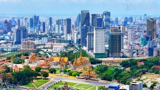 4K HDR Drone Flyover About Phnom Penh Capital City Of Cambodia 2024