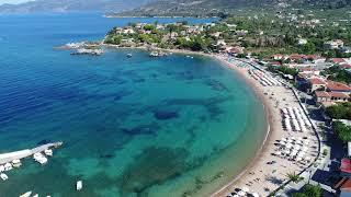 Stoupa, Greece and Kalogria beach Tour in HD Drone Video