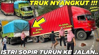 SITUASI MENCEKAM !!! Drama Buruk Truk Nyangkut di Sitinjau Lauik, Istri Sopir Cemas Turun Ke Jalan