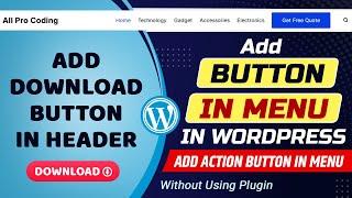 How to add button in WordPress menu bar | Add download button in WordPress header