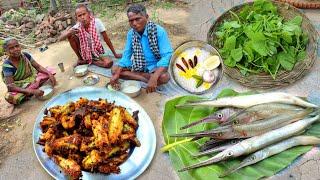 Small fish cooking and eating with odisha famouse dahi Pakhala | village cooking