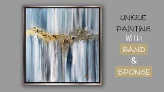 Unusual Textured Abstract Acrylic Painting with Sand & Sponge