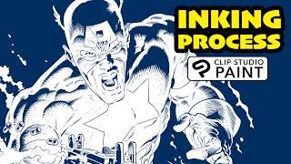 Watch My Digital Inking Process Over Captain America Pencil Art