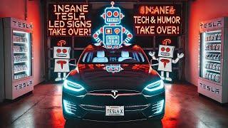  Tesla Model X LED Show!  Awesomo & Scrolling F-ELON Signs Take Over! 