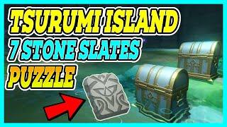 All 7 Stone Slate Puzzle in Tsurumi Island (Get 2 Hidden Luxurious Chest) | Genshin Impact
