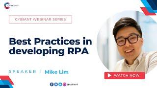 Best Practices in Developing RPA