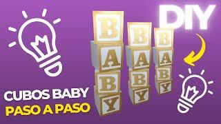 APRENDE Como hacer PASO A PASO para fabricar Cubos BABY. Decorando Babyshower con Cubos BABY de MDF