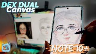 Drawing on Samsung Dex via Note 10 plus with Adobe Sketch | Dex Dual Canvas Mode + Unboxing