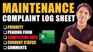 Complaint,Maintenance  LOG SHEET / Snag List / Maintenance Checklist in Excel