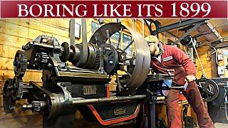 Machining a Large Flat Belt Pulley with my Antique Lathe