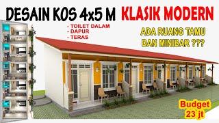 DESAIN KOS KOSAN 4X5 M Bergaya KLASIK MODERN || Ruang Tamu, Minibar, Dapur dan Toilet