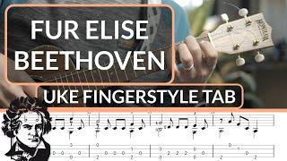 Fur Elise - Beethoven | Complete Ukulele Fingerstyle TAB | Grade 7 | Low G and Baritone