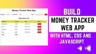 Build Money Tracker WebApp to track expenses with HTML, CSS and JavaScript | @BharatIntern Project