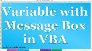 How to Declare Variable with Message box in VBA in MS Excel 2016