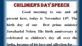 Children's Day speech in English | November 14th speech in English speech on children's Day English