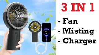 The BEST Portable Handheld Fan MISTING & CHARGER  3 IN 1