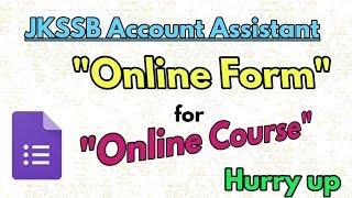 JKSSB Panchayat Account Assistant Online Form | Account Assistant Online Course 2020.