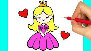 HOW TO DRAW A PRINCESS - HOW TO DRAW A GIRL EASY STEP BY STEP - كيف ترسم أميرة