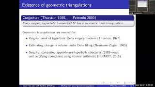 Infinitely many virtual geometric triangulations - Professor David Futer (Temple University)