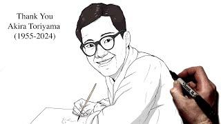 How To Draw Akira Toriyama (RIP) | Step By Step |