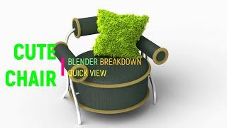 Cute Chair Blender 3d model, Quickview Breakdown properties modifier shader