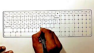 Easy Computer Keyboard drawing/How to draw Keyboard of computer easy steps for beginners