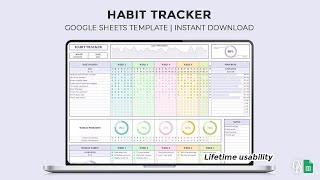 Habit Tracker - Lifetime Usability - Google Sheets Template