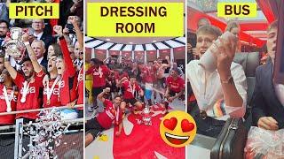 Manchester United's Pitch, Dressing Room & Bus Celebration After Winning Emirates FA Cup 2024!