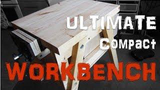 ►Ultimate Compact Workbench Build | Pt 1/3 | No power tools!◄