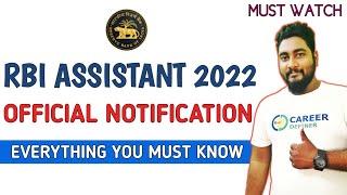 RBI Assistant 2022 Official Notification Out For 950 Posts || Complete Details || Career Definer ||
