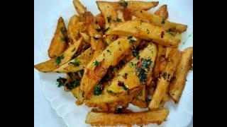 Chilli Garlic Wedges | Crispy Potato Wedges Recipe | Easy Potato Snacks Recipe Cafe Style|