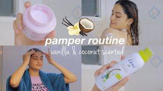 pamper routine | vanilla &  coconut scented | nishkabhura