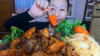 Christmas special Pork And Beef mixed Curry || Fermented Bamboo Shoot And Potato Eromba