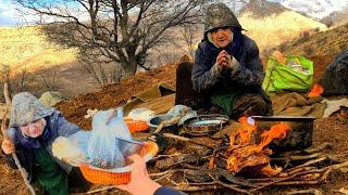 Grandma, traditional food and trying to build a cave! 