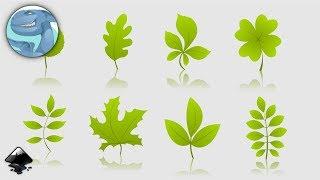 Set of simple green leaves. Speed art in Inkscape.