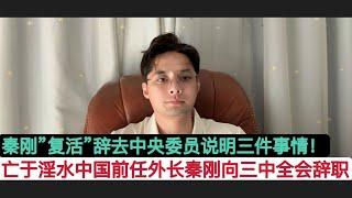 亡于”淫”水！说明三件事，中国前外交部长秦刚主动向”三中全会”提出辞职！中共批准其辞去中央委员职务！