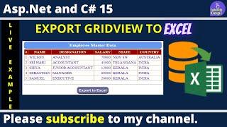 How to Export ASP.NET GridView to Excel - Step-by-Step Tutorial | Codewithgopi