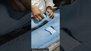 Distress Jeans  How Make A Ripped Denim #shortsfeed #shortsvideo