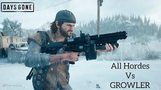 All Hordes vs Growler (Machine Gun) | Takedown All 40 Hordes - Days Gone