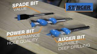 Stinger Spade, Power & Auger Bits - Comparison