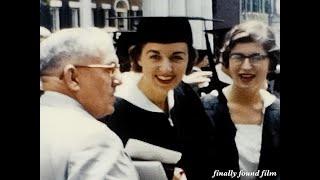 Vintage 1950s college university graduation 8mm home movie clip women's history education school