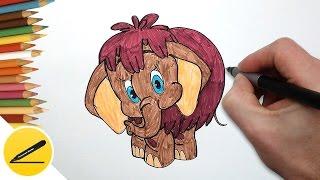 How to Draw a Mammoth from the cartoon "Mother to baby mammoth" | drawing of a little mammoth