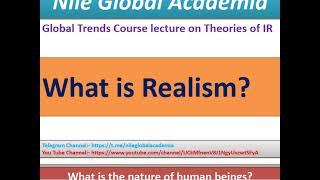 Global Trends: Chap 1 What is #Realism Theory of IR?