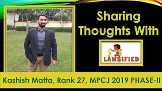 Rank 27 Kashish Matta : MP Judiciary Topper Interview 2019 Phase II |MPCJ Topper Shares His Strategy