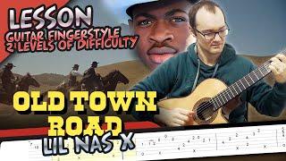 Old Town Road - Lil Nas X - Guitar Fingerstyle Lesson + TABS